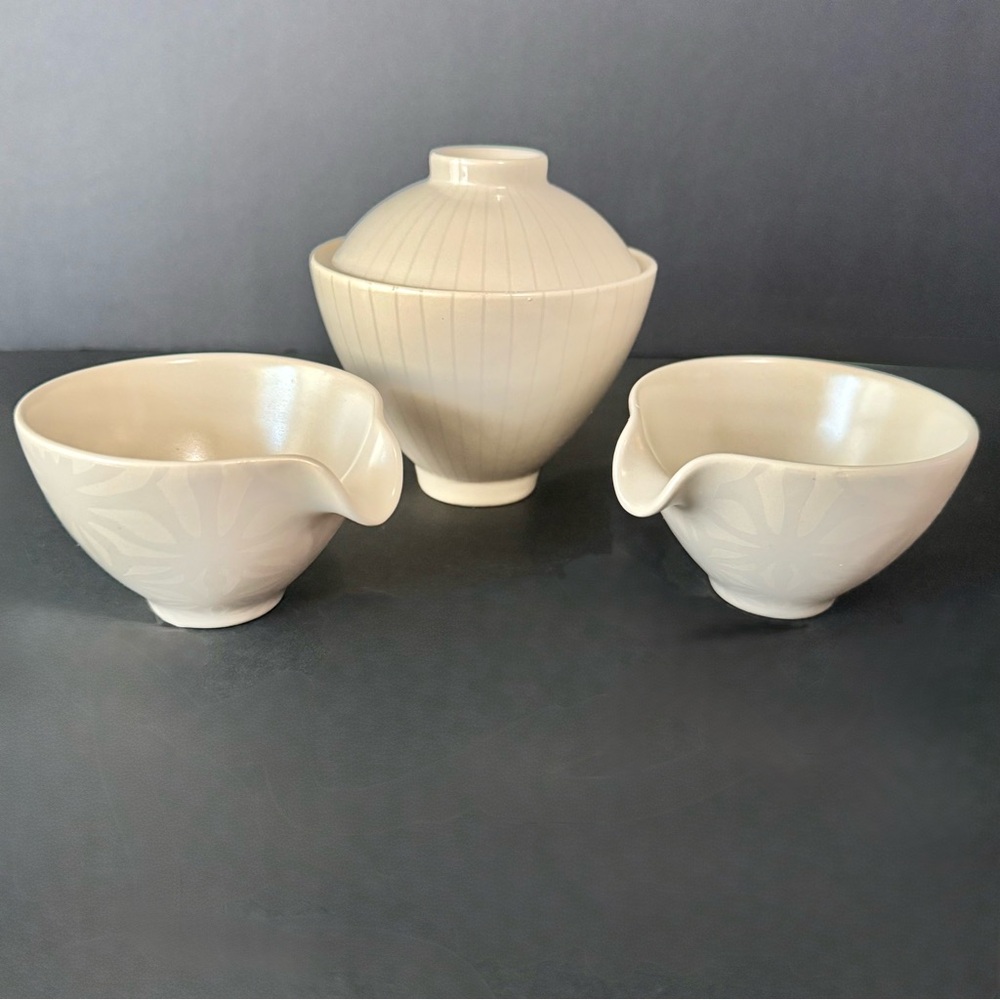 Ikea Sushi Rice Bowl “Dinera Dekal” By Michiko Nakata Hasami & 2 Dipping Bowls